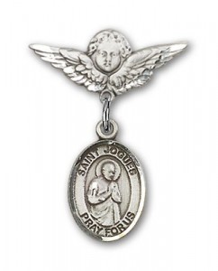 Pin Badge with St. Isaac Jogues Charm and Angel with Smaller Wings Badge Pin [BLBP1369]