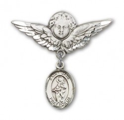 Pin Badge with St. Jane of Valois Charm and Angel with Larger Wings Badge Pin [BLBP0465]