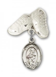 Pin Badge with St. Jane of Valois Charm and Baby Boots Pin [BLBP0468]