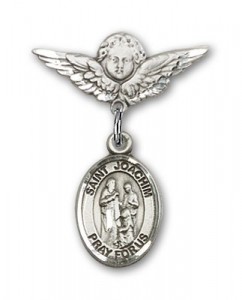 Pin Badge with St. Joachim Charm and Angel with Smaller Wings Badge Pin [BLBP2249]