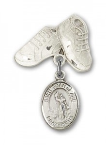 Pin Badge with St. Joan of Arc Charm and Baby Boots Pin [BLBP0636]