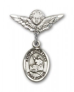 Pin Badge with St. John Licci Charm and Angel with Smaller Wings Badge Pin [BLBP2291]