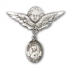 Pin Badge with St. John Neumann Charm and Angel with Larger Wings Badge Pin [BLBP1312]