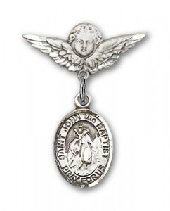 Pin Badge with St. John the Baptist Charm and Angel with Smaller Wings Badge Pin [BLBP0641]