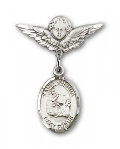 Pin Badge with St. Joshua Charm and Angel with Smaller Wings Badge Pin [BLBP0676]