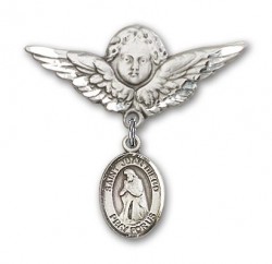 Pin Badge with St. Juan Diego Charm and Angel with Larger Wings Badge Pin [BLBP1039]