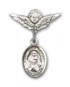 Pin Badge with St. Julia Billiart Charm and Angel with Smaller Wings Badge Pin [BLBP1740]