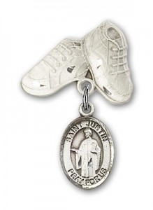 Pin Badge with St. Justin Charm and Baby Boots Pin [BLBP0629]