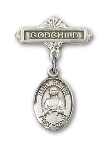 Pin Badge with St. Kateri Charm and Godchild Badge Pin [BLBP0691]