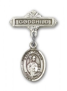 Pin Badge with St. Kilian Charm and Godchild Badge Pin [BLBP0733]