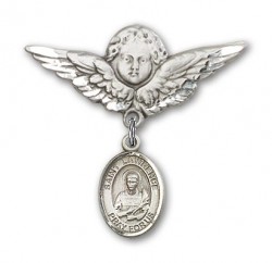 Pin Badge with St. Lawrence Charm and Angel with Larger Wings Badge Pin [BLBP0703]