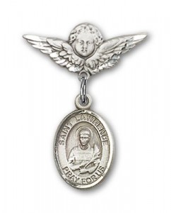 Pin Badge with St. Lawrence Charm and Angel with Smaller Wings Badge Pin [BLBP0704]