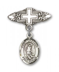 Pin Badge with St. Lazarus Charm and Badge Pin with Cross [BLBP0722]