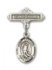 Pin Badge with St. Lazarus Charm and Godchild Badge Pin [BLBP0726]