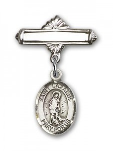Pin Badge with St. Lazarus Charm and Polished Engravable Badge Pin [BLBP0721]