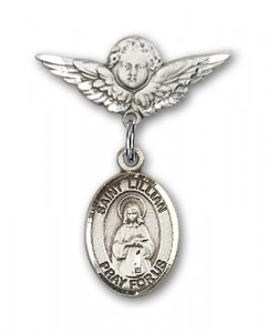 Pin Badge with St. Lillian Charm and Angel with Smaller Wings Badge Pin [BLBP1467]