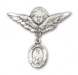Pin Badge with St. Louis Charm and Angel with Larger Wings Badge Pin [BLBP0829]