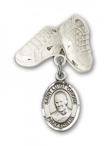 Pin Badge with St. Luigi Orione Charm and Baby Boots Pin [BLBP2146]