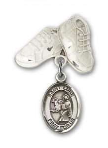 Pin Badge with St. Luke the Apostle Charm and Baby Boots Pin [BLBP0741]