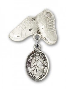 Pin Badge with St. Maria Goretti Charm and Baby Boots Pin [BLBP1343]