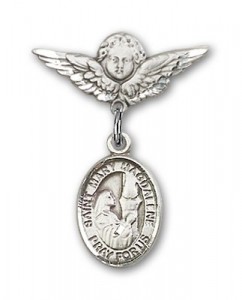 Pin Badge with St. Mary Magdalene Charm and Angel with Smaller Wings Badge Pin [BLBP0760]