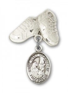 Pin Badge with St. Mary Magdalene Charm and Baby Boots Pin [BLBP0762]