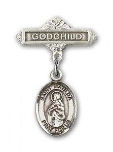 Pin Badge with St. Matilda Charm and Godchild Badge Pin [BLBP1552]
