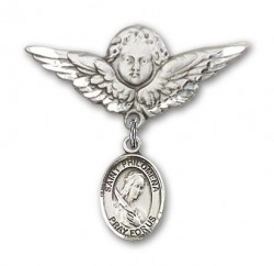 Pin Badge with St. Philomena Charm and Angel with Larger Wings Badge Pin [BLBP0801]