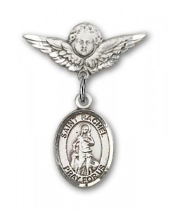 Pin Badge with St. Rachel Charm and Angel with Smaller Wings Badge Pin [BLBP1635]
