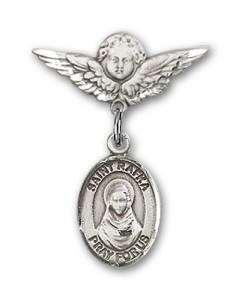 Pin Badge with St. Rafka Charm and Angel with Smaller Wings Badge Pin [BLBP2200]