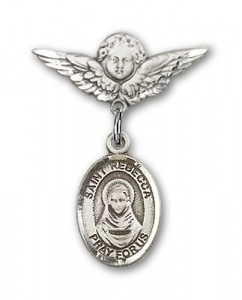 Pin Badge with St. Rebecca Charm and Angel with Smaller Wings Badge Pin [BLBP1642]