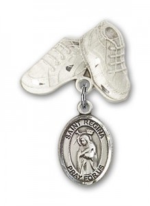 Pin Badge with St. Regina Charm and Baby Boots Pin [BLBP2181]