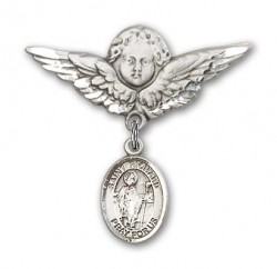 Pin Badge with St. Richard Charm and Angel with Larger Wings Badge Pin [BLBP0913]