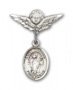 Pin Badge with St. Richard Charm and Angel with Smaller Wings Badge Pin [BLBP0914]