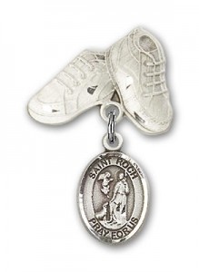 Pin Badge with St. Roch Charm and Baby Boots Pin [BLBP2041]