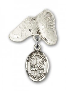 Pin Badge with St. Rosalia Charm and Baby Boots Pin [BLBP2034]