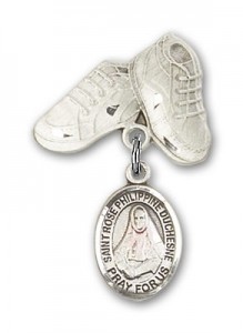 Pin Badge with St. Rose Philippine Charm and Baby Boots Pin [BLBP2335]