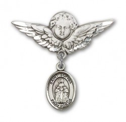 Pin Badge with St. Sophia Charm and Angel with Larger Wings Badge Pin [BLBP1200]