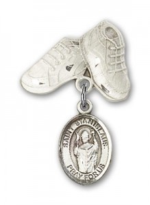 Pin Badge with St. Stanislaus Charm and Baby Boots Pin [BLBP1133]