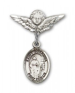 Pin Badge with St. Susanna Charm and Angel with Smaller Wings Badge Pin [BLBP1831]