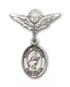 Pin Badge with St. Tarcisius Charm and Angel with Smaller Wings Badge Pin [BLBP1705]
