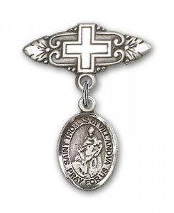 Pin Badge with St. Thomas of Villanova Charm and Badge Pin with Cross [BLBP1994]