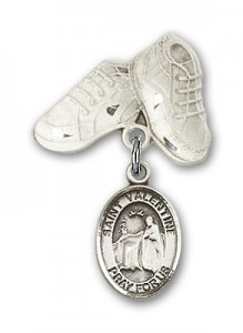 Pin Badge with St. Valentine of Rome Charm and Baby Boots Pin [BLBP1112]