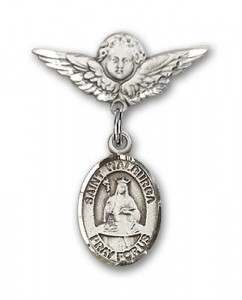 Pin Badge with St. Walburga Charm and Angel with Smaller Wings Badge Pin [BLBP1145]