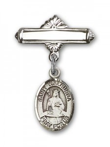 Pin Badge with St. Walburga Charm and Polished Engravable Badge Pin [BLBP1141]
