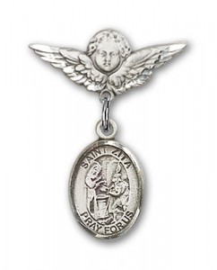 Pin Badge with St. Zita Charm and Angel with Smaller Wings Badge Pin [BLBP1586]