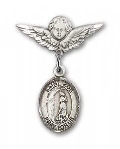 Pin Badge with St. Zoe of Rome Charm and Angel with Smaller Wings Badge Pin [BLBP2067]