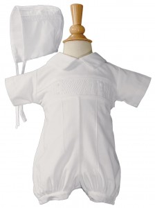 Pintucked Baptism Romper with Hand Smocked Front Panel [LTM1011]