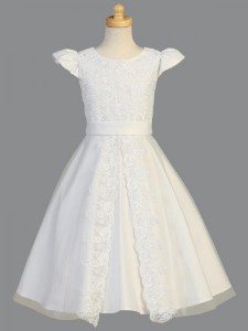 Plus Size First Communion Dress, Split Lace Front [LCDPL975]
