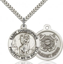 Protect Me In Battle Round St. Christopher Coast Guard Necklace [BM1009]